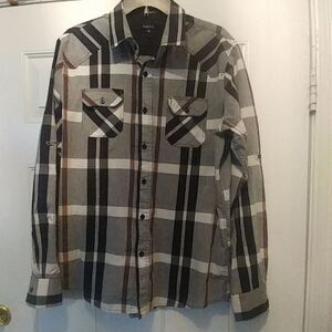 Carbon Classic Fit Roll Sleeve Button Front Shirt‎